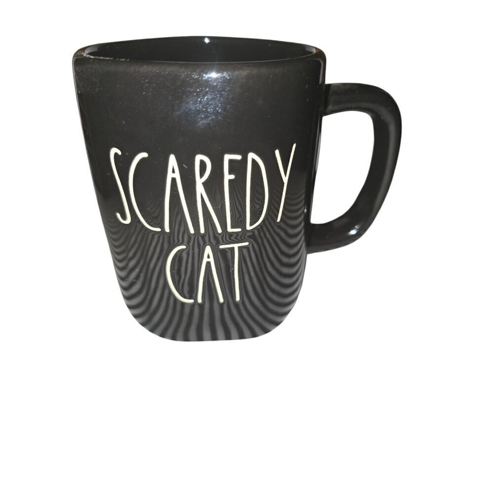 Rae Dunn Halloween Scaredy Cat Black Coffee Mug